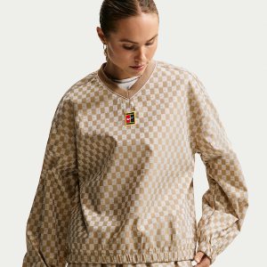 بلوز تنیس آستین بلند زنانه اورسایز نایک Court Collection Oversize – بژ