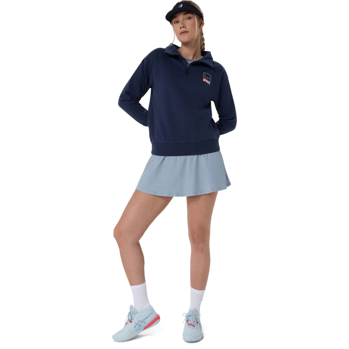 سویشرت ورزشی زنانه آسیکس sics COURT CORE GRAPHIC HALF ZIP SWEATSHIRT – سرمهای - تصویر 2
