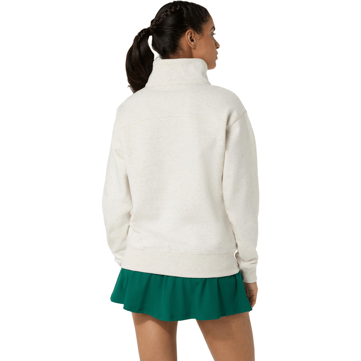 سویشرت ورزشی زنانه ASICS COURT CORE GRAPHIC HALF ZIP SWEATSHIRT 50 – طوسی روشن - تصویر 2