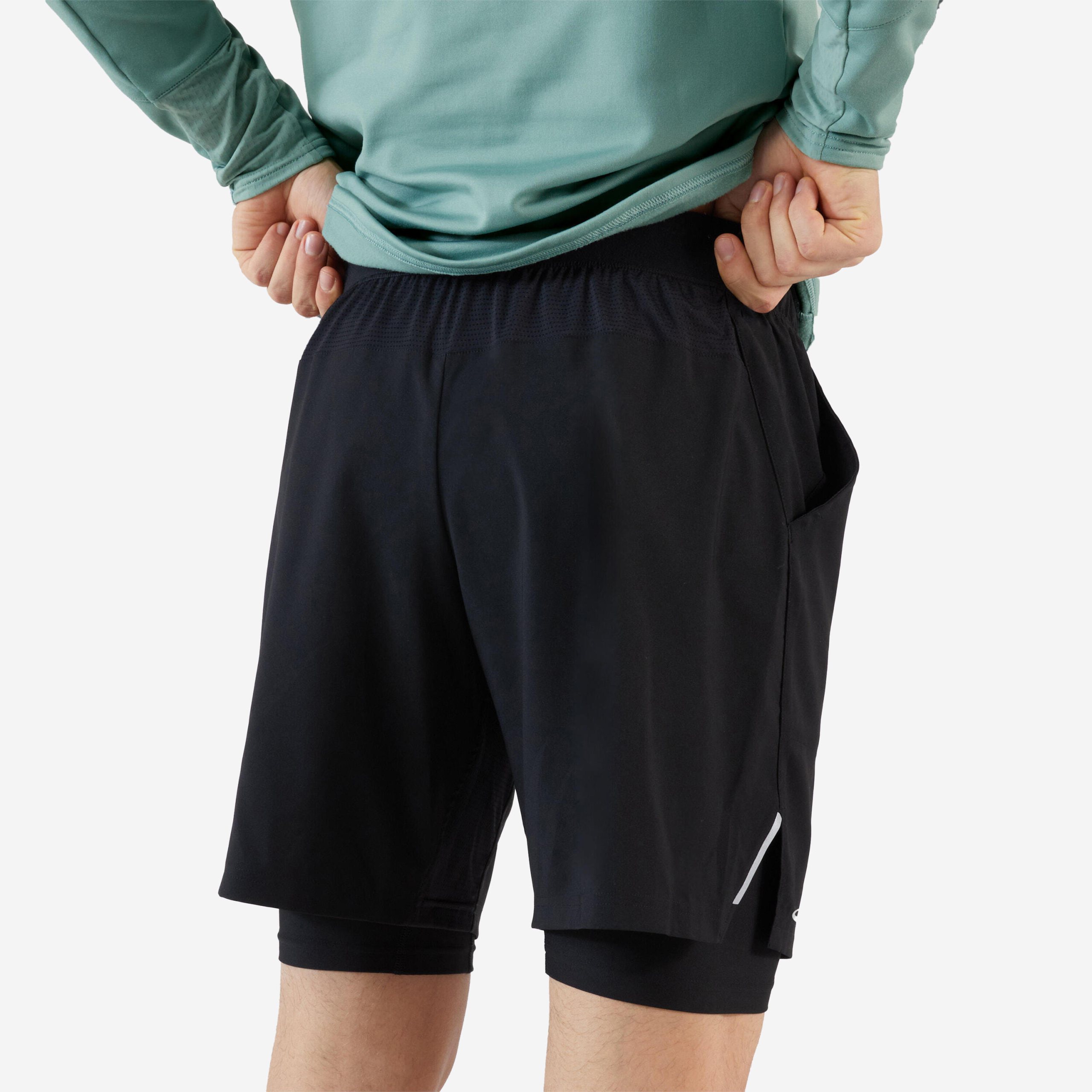 شلوارک تنیس مردانه دکتلون– 2 در1– Decathlon TSH Thermic – مشکی - تصویر 2