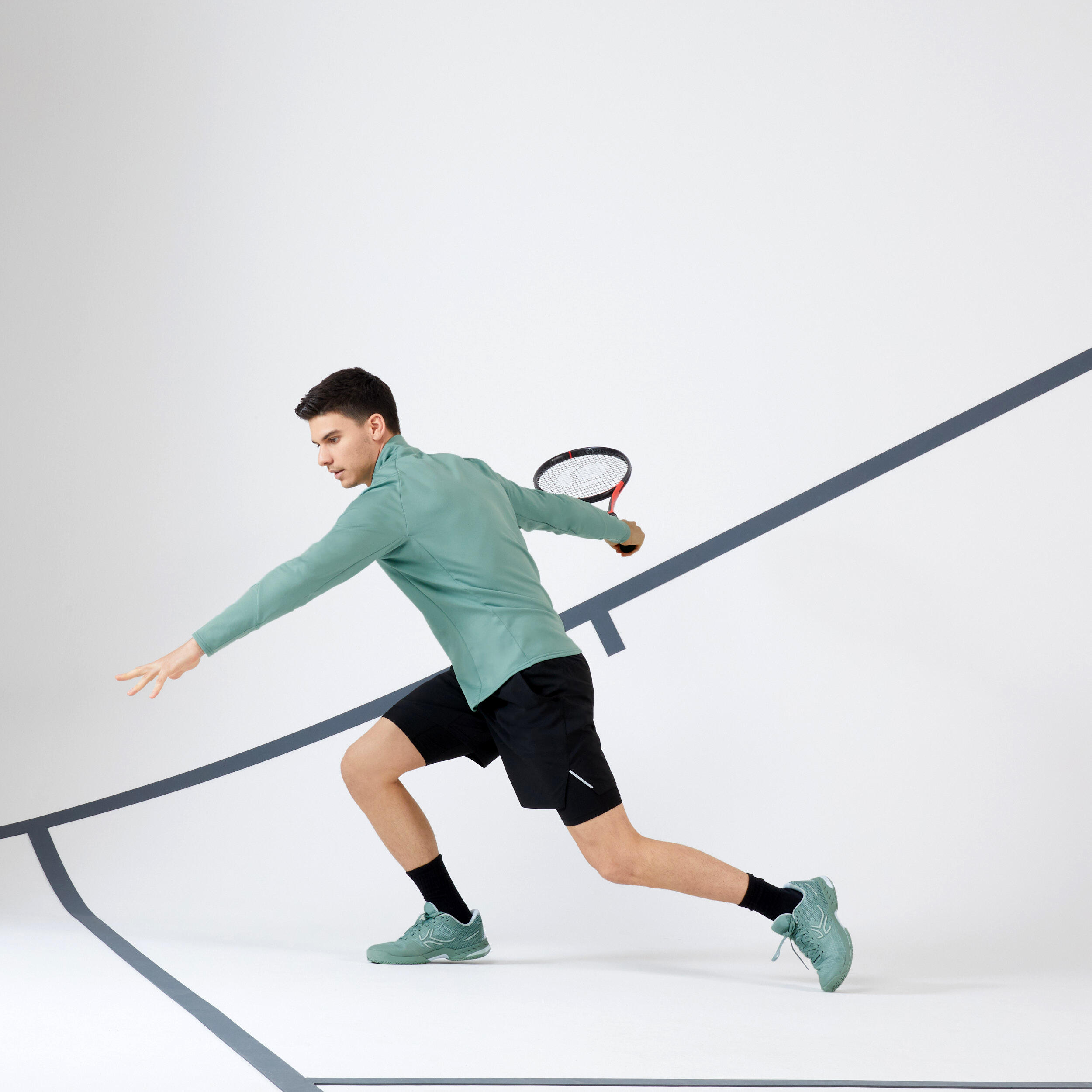 شلوارک تنیس مردانه دکتلون– 2 در1– Decathlon TSH Thermic – مشکی - تصویر 3